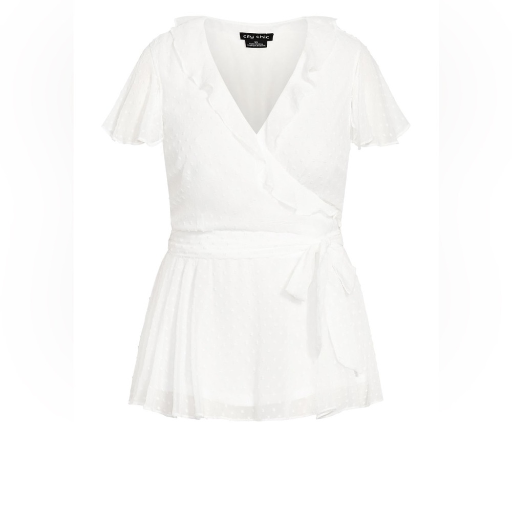 NWOT - WHITE Faux Wrap City Chic Blouse